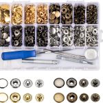 164sets Leather Snaps and Fasteners Kit, 12.5mm Snap Fasteners Kit, Leather Snaps, Metal Heavy Duty Snaps with Install Tool for Leather, Clothes (Black, Gold,Silver,Bronze)